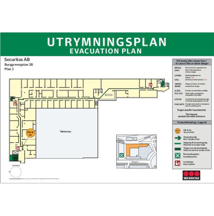 Utrymningsplan 2D, A3 storlek